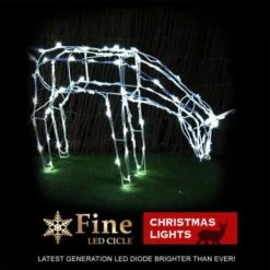 NEW Stockholm Christmas Lights Feeding Reindeer Cool White LED Battery Powered -Christmas Lights Store 277609 2384027 F