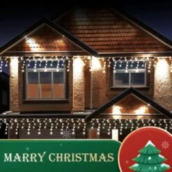 Stockholm Christmas Lights Snowy Icicles Cool White Solar Light 600 LED Decor -Christmas Lights Store 277617 2384657 F