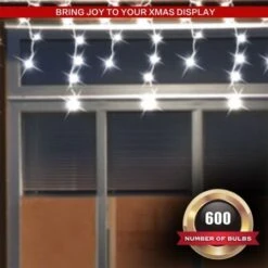 Stockholm Christmas Lights Snowy Icicles Cool White Solar Light 600 LED Decor -Christmas Lights Store 277617 2384659 F