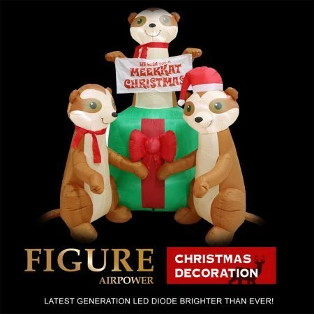 Stockholm 1.8m Christmas Lights Xmas Inflatable Airpower Meerkats Gift Scene 2 Stockholm 1.8m Christmas Lights Xmas Inflatable Airpower Meerkats Gift Scene - Image 2