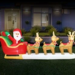 Stockholm Christmas Lights Xmas Inflatable Airpower Santa Sleigh 3 Deer 3.6m -Christmas Lights Store 277637 2385249 F