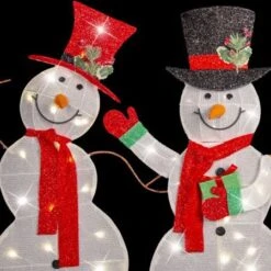 Stockholm Christmas Lights LED Light Flat Snowman Family Mesh Tinsel 3pc 90 LEDs -Christmas Lights Store 277663 2385469 F