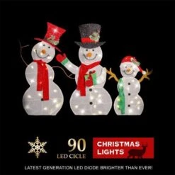 Stockholm Christmas Lights LED Light Flat Snowman Family Mesh Tinsel 3pc 90 LEDs -Christmas Lights Store 277663 2385473 F