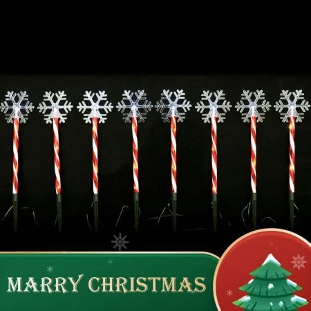 Stockholm Christmas Lights Solar Path Light Candy Snowflake Cool White LEDs 8pc 9 Stockholm Christmas Lights Solar Path Light Candy Snowflake Cool White LEDs 8pc - Image 9