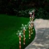 Stockholm Christmas Lights Solar Path Light Candy Snowflake Cool White LEDs 8pc