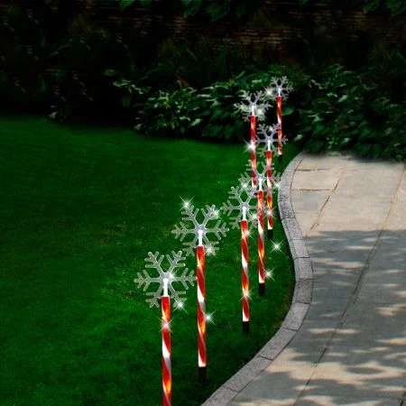 Stockholm Christmas Lights Solar Path Light Candy Snowflake Cool White LEDs 8pc 1 Stockholm Christmas Lights Solar Path Light Candy Snowflake Cool White LEDs 8pc