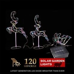 Stockholm Christmas Lights Solar Light LED Leaping Reindeer & Sleigh 120 LEDs