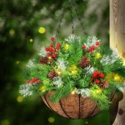 Santaco Christmas Hanging Basket Ornaments LED Lights Home Garden Porch Decor -Christmas Lights Store 278551 2372263 F