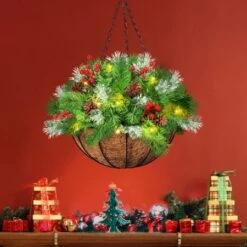 Santaco Christmas Hanging Basket Ornaments LED Lights Home Garden Porch Decor -Christmas Lights Store 278551 2372269 F