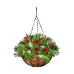 Santaco Christmas Hanging Basket Ornaments LED Lights Home Garden Decor 30cm -Christmas Lights Store 278553 2372279 F