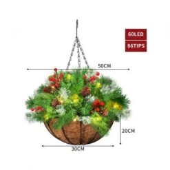 Santaco Christmas Hanging Basket Ornaments LED Lights Home Garden Decor 30cm -Christmas Lights Store 278553 2372281 F