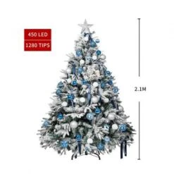 Santaco Christmas Tree 2.1M 7Ft Fairy Lights Snow Flocked Xmas Ornaments Decor -Christmas Lights Store 278749 2373897 F