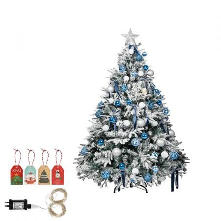 Santaco Christmas Tree 1.5M 5Ft Fairy Lights Snow Flocked Xmas Ornaments Decor 1 Santaco Christmas Tree 1.5M 5Ft Fairy Lights Snow Flocked Xmas Ornaments Decor