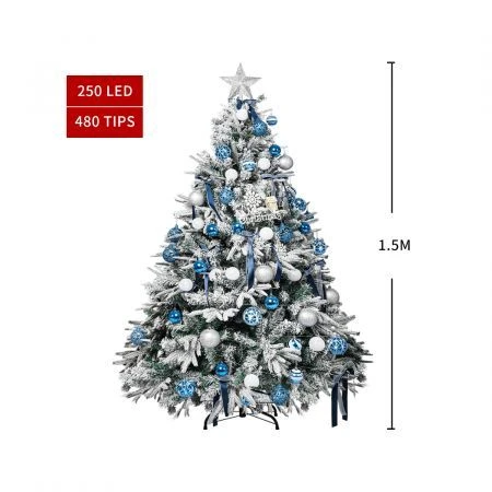 Santaco Christmas Tree 1.5M 5Ft Fairy Lights Snow Flocked Xmas Ornaments Decor 3 Santaco Christmas Tree 1.5M 5Ft Fairy Lights Snow Flocked Xmas Ornaments Decor - Image 3