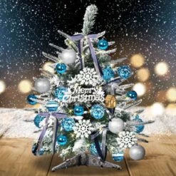 Santaco Christmas Tree 0.6M 2Ft Fairy Lights Snow Flocked Xmas Ornaments Decor -Christmas Lights Store 278755 2373953 F