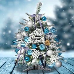 Santaco Christmas Tree 0.6M 2Ft Fairy Lights Snow Flocked Xmas Ornaments Decor -Christmas Lights Store 278755 2373955 F