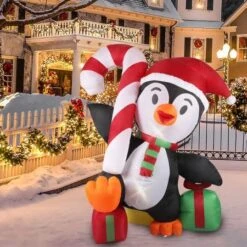 Santaco Inflatable Christmas Decor Happy Penguin 1.8M LED Lights Xmas Party -Christmas Lights Store 278793 2374259 F