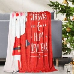 Santaco Throw Blanket Xmas Flannel Double Sided Warm Fleece Decor Christmas Q -Christmas Lights Store 278815 2374435 F