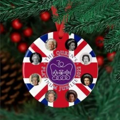 Queen Elizabeth II 2022 Platinum Jubilee Christmas Ornament Platinum Jubilee Commemorative - The Queen's Platinum Jubilee Emblem Merry Christmas Tree Decoration Xmas Ceramic Ornaments -Christmas Lights Store 279259 2380543 HD