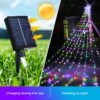 Solar LED String Light Fairy Waterfall Christmas Tree Decoration Ornament Star Topper Hanging Strip Indoor Outdoor 350 LEDs 9 Strands 8 Lighting Modes
