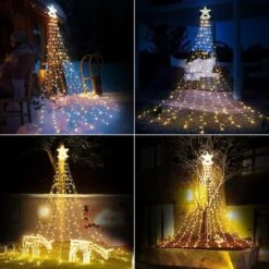 Solar LED String Light Waterfall Fairy Christmas Tree Hanging Decoration Ornament Star Topper Strip Indoor Outdoor 350 LED 9 Strands 8 Lighting Modes -Christmas Lights Store 279353 2381675 HD