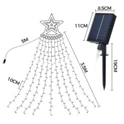 Solar LED String Light Waterfall Fairy Christmas Tree Hanging Decoration Ornament Star Topper Strip Indoor Outdoor 350 LED 9 Strands 8 Lighting Modes -Christmas Lights Store 279353 2381677 HD