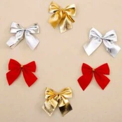 36 Pcs Christmas Bows Ornaments For Christmas Tree Ribbon Glitter Bow Hanging Decorations, Party Home Wreaths Gift Wrapping Red + Gold + Silver -Christmas Lights Store 279467 2383039 F