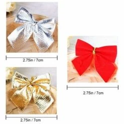 36 Pcs Christmas Bows Ornaments For Christmas Tree Ribbon Glitter Bow Hanging Decorations, Party Home Wreaths Gift Wrapping Red + Gold + Silver -Christmas Lights Store 279467 2383043 F