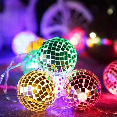 20 LED Disco Lights, Disco Ball Mirror, LED String Lights For Party, Christmas Lights (Multicolor) 2 20 LED Disco Lights, Disco Ball Mirror, LED String Lights For Party, Christmas Lights (Multicolor) - Image 2