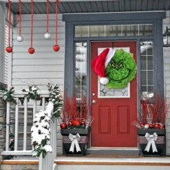 Christmas Wreath-Grinch Front Door Wreath Christmas Wreath Christmas Party Decorations -Christmas Lights Store 279565 2386145 HD