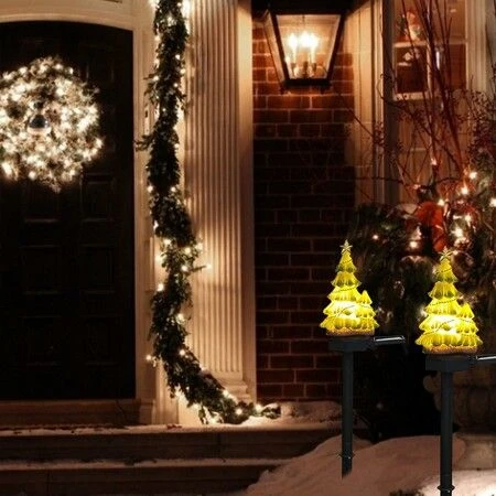 2pcs Solar Christmas Tree Garden Stake Light LED Landscape Lamp Outdoor Garden Decoration 2 2pcs Solar Christmas Tree Garden Stake Light LED Landscape Lamp Outdoor Garden Decoration - Image 2