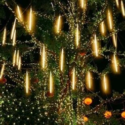 8 Tubes 50cm 288LED Solar Powered Waterproof Snow Falling Lights Meteor Shower Lights Christmas Outdoor Home Patio Wedding Decorations Warm White -Christmas Lights Store 279807 2388653 F