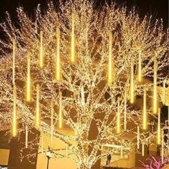 8 Tubes 50cm 288LED Solar Powered Waterproof Snow Falling Lights Meteor Shower Lights Christmas Outdoor Home Patio Wedding Decorations Warm White -Christmas Lights Store 279807 2388655 F