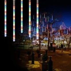 8 Tubes 50cm 288LED Solar Powered Waterproof Snow Falling Lights Meteor Shower Lights Christmas Outdoor Home Patio Wedding Decorations Colorful -Christmas Lights Store 279809 2388673 F