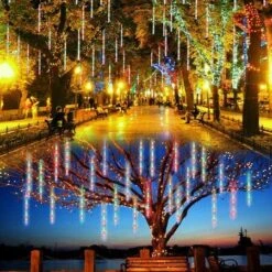 8 Tubes 50cm 288LED Solar Powered Waterproof Snow Falling Lights Meteor Shower Lights Christmas Outdoor Home Patio Wedding Decorations Colorful -Christmas Lights Store 279809 2388677 F