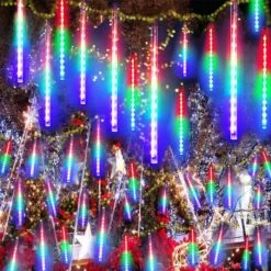 8 Tubes 50cm 288LED Solar Powered Waterproof Snow Falling Lights Meteor Shower Lights Christmas Outdoor Home Patio Wedding Decorations Colorful -Christmas Lights Store 279809 2388679 HD