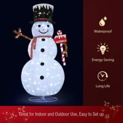180cm Christmas LED Light Snowman Decoration Strip Home Display Xmas Outdoor House Holiday Ornaments Folding 8 Flickering Effects -Christmas Lights Store 279995 2390781 HD