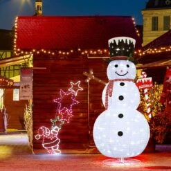 180cm Christmas LED Light Snowman Decoration Strip Home Display Xmas Outdoor House Holiday Ornaments Folding 8 Flickering Effects -Christmas Lights Store 279995 2390795 HD