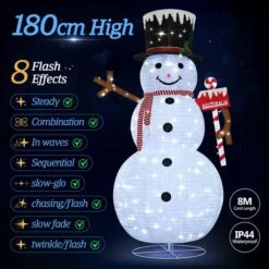 180cm Christmas LED Light Snowman Decoration Strip Home Display Xmas Outdoor House Holiday Ornaments Folding 8 Flickering Effects -Christmas Lights Store 279995 2390803 HD