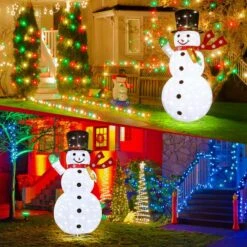 180cm Christmas Light Snowman Decoration 200 LED Strip Home Display Outdoor Xmas Holiday House Ornament Folding 8 Flickering Effects -Christmas Lights Store 279997 2390807 HD