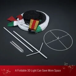 180cm Christmas Light Snowman Decoration 200 LED Strip Home Display Outdoor Xmas Holiday House Ornament Folding 8 Flickering Effects -Christmas Lights Store 279997 2390815 HD