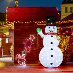 180cm Christmas Light Snowman Decoration 200 LED Strip Home Display Outdoor Xmas Holiday House Ornament Folding 8 Flickering Effects -Christmas Lights Store 279997 2390823 HD