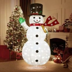 180cm Christmas Light Snowman Decoration 200 LED Strip Home Display Outdoor Xmas Holiday House Ornament Folding 8 Flickering Effects -Christmas Lights Store 279997 2390825 HD