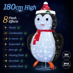 180cm Penguin Christmas Light LED Strip Xmas Decoration Home Display Outdoor House Holiday Ornament Folding 8 Flickering Effects -Christmas Lights Store 279999 2390859 HD