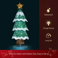 180cm Christmas Tree Decoration LED Strip Light Home Display Xmas Outdoor Holiday Ornaments Folding 3 Tiers 8 Flickering Effects Star Topper -Christmas Lights Store 280001 2390865 HD