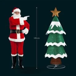 180cm Christmas Tree Decoration LED Strip Light Home Display Xmas Outdoor Holiday Ornaments Folding 3 Tiers 8 Flickering Effects Star Topper -Christmas Lights Store 280001 2390877 HD