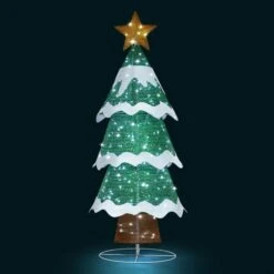 180cm Christmas Tree Decoration LED Strip Light Home Display Xmas Outdoor Holiday Ornaments Folding 3 Tiers 8 Flickering Effects Star Topper -Christmas Lights Store 280001 2390883 HD