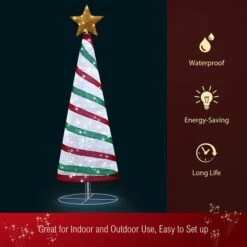 180cm Ribbon Christmas Tree Light Decoration LED Strip Ornaments Xmas Home Outdoor Display Folding Star Topper 8 Flickering Effects -Christmas Lights Store 280003 2390893 HD