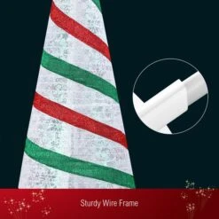 180cm Ribbon Christmas Tree Light Decoration LED Strip Ornaments Xmas Home Outdoor Display Folding Star Topper 8 Flickering Effects -Christmas Lights Store 280003 2390897 HD