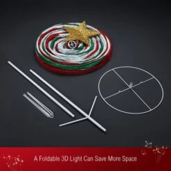 180cm Ribbon Christmas Tree Light Decoration LED Strip Ornaments Xmas Home Outdoor Display Folding Star Topper 8 Flickering Effects -Christmas Lights Store 280003 2390899 HD